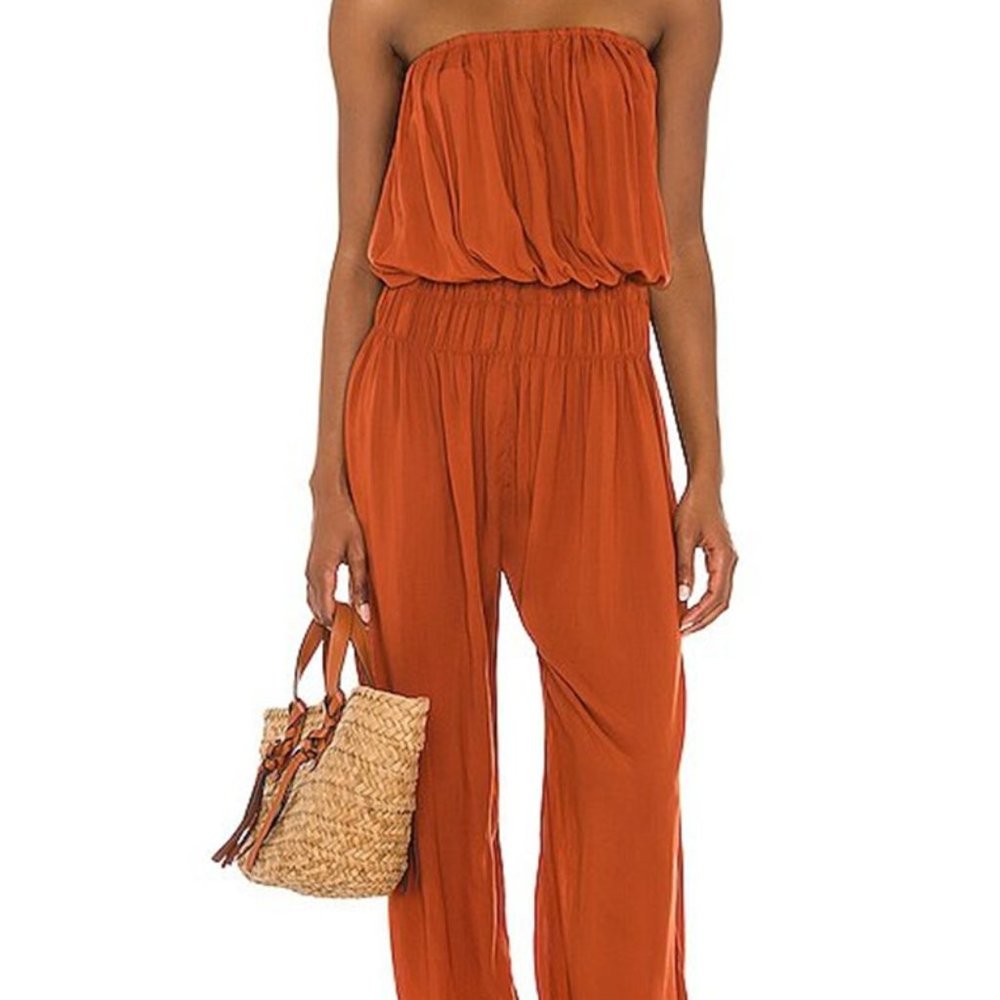 Indah Seychelle Strapless Pleated Jumpsuit